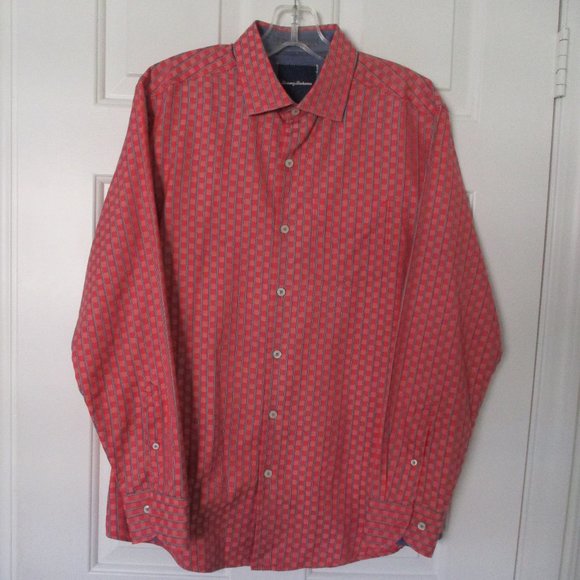Tommy Bahama Mens L/S Hot Pink Fancy Cotton Casual Shirt - Size 15.5/32 or Small - Picture 3 of 3